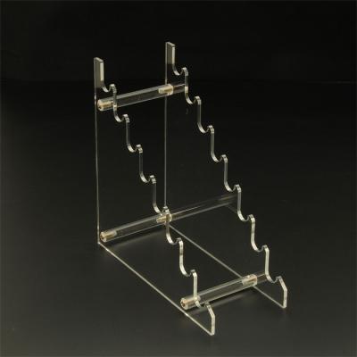 China OEM Eco-friendly Custom Clear Acrylic Plexiglass 8 Tiers Perspex Knife Display Rack Sword Display Stand for sale