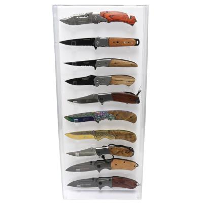 China Clear Acrylic Worktop Shop Counter Knife Shop Acrylic Knife Display Cases for sale