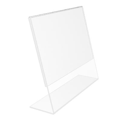 China Advertising Cafes Price Tag Display A6 Clear Perspex Sign Holder For Bars Sign Table Menu L Style Card Holder for sale