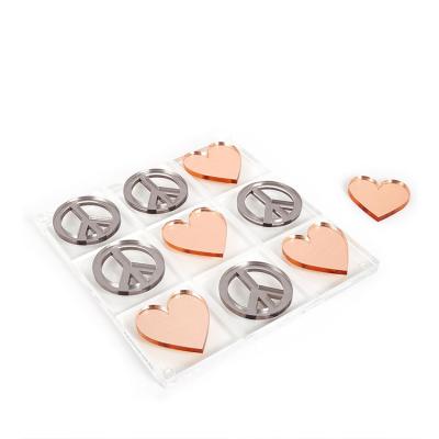 China Eco-friendly custom happy valentines day gift lucite tic tac toe game 5x5 with cross and heart sign for sale