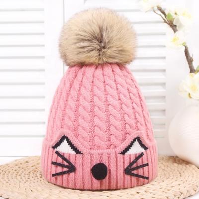 China JOINT Cute Cat Baby Winter Hat for Girls and Boys Custom Embroidered Beanie for sale