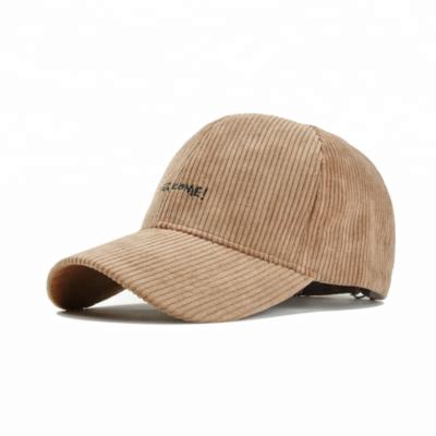 China COMMON Promotional Corduroy Caps Wholesale Custom 6 Panel Flat Embroidery Corduroy Hats for sale