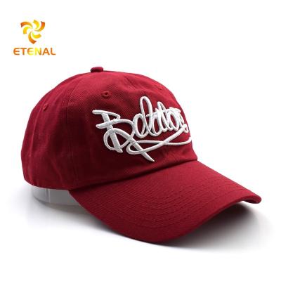 China COMMON Customize Red Color 3d Embroidery Logo Dad Hat Headwear Gorras Baseball for sale