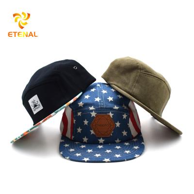 China COMMON Cheap Customized Promotional Snapback Hat Flat Brim 5 Panel Hat From China for sale