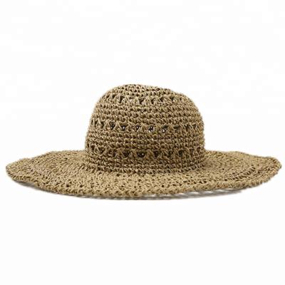 China Character Fashion Hollow Straw Hat Wide Brim Summer Beach Straw Hat for sale