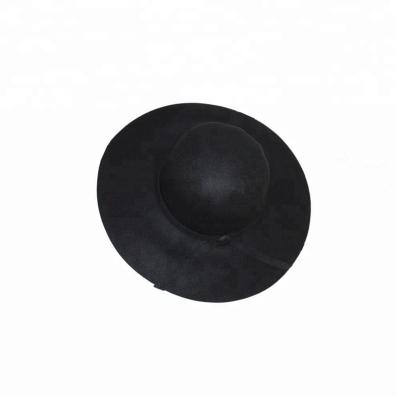 China Character Fashion Ladies Wool Felt Hat Black Color Felted Hat Cap With Ribbons for sale