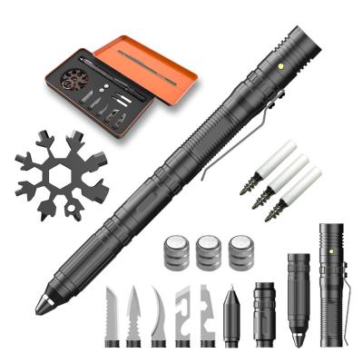 China Hot Selling Camping Amazon Activity Knives Hunting Multi Tool Pen Set Survival Multifunctional Pocket Tactical Flashlight for sale