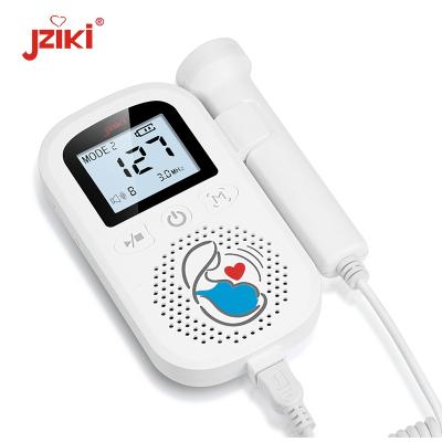 China JZIKI Ultrasound Doppler Baby Monitor Plastic Fetal Heart Sound Detector Portable Pregnant Fetal Doppler Baby Health Monitor for sale