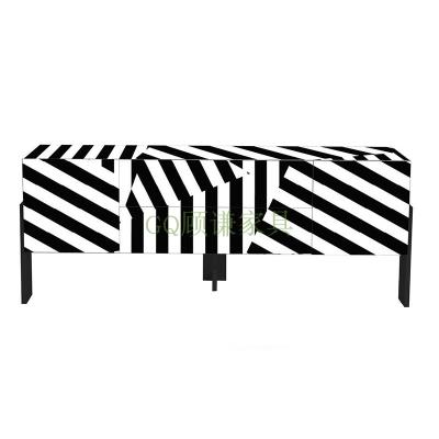 China Creative modern black and white stripe locker zebra designer living room dining room cabinet furniture side customization for sale