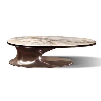 China Italian Luxury Oval Modern Hotel Designer Coffee Table Luxury Marble Tea Table for sale