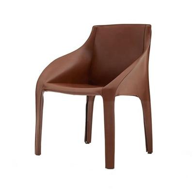 China Modern Simple Modern Dining Chair Household Dining Chair Back Chair Personality Fashion Saddle Leather Italian Nordic Leisure Chair for sale