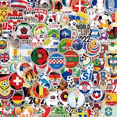 China Decorative Sticker 100pcs Qatar 2022 World Cup Football Athletic Notebook Suitcase Water Cup Doodle Sticker Wholesale for sale