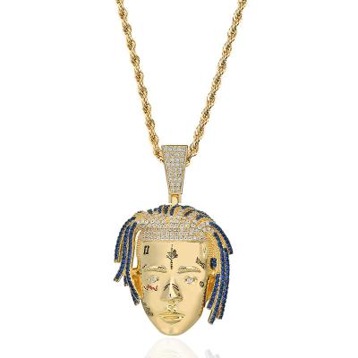 China Mens FASHIONABLE Necklace Hiphop Necklace Silver Hiphop Pendant Gold Iced Out Crystal Antique Gold Plated Link Chain for sale