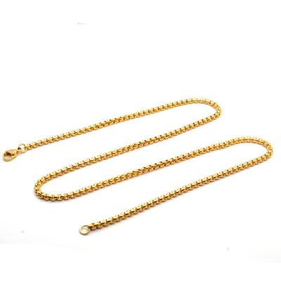 China FASHIONABLE Hot Sale Customized Tiny Stainless Steel Jewelry 24K Gold Box Chain Bulk Necklaces for sale