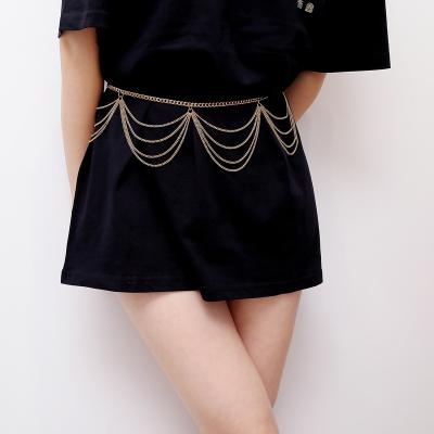 China Cavity Punk Fashion Vintage Waist Chain Belt Simple Female Metal Belly Chain Jewelry for sale