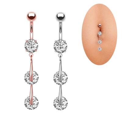 China Wholesale CLASSIC Cross Sexy Belly Belly Button Rings Fashion Zirconia Stainless Steel Navel Piercing Ring for sale