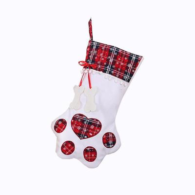 China Christamas Christmas Decoration Sublimation Pet Dog Cat Christmas Stocking Gift Luxury Single Stockings New for sale