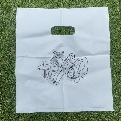 China American Style Biopoly Compostable Clothes Packaging Bag Die Cut Handle Bag Custom Printing for sale