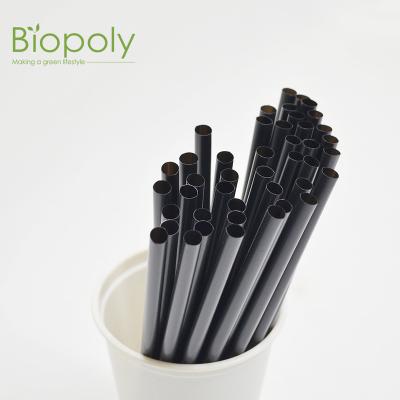 China 100% Biodegradable PLA Straws Straight Straws For Drinking Disposable Black Organic Straw Paper Package Printing Bar Accessories for sale