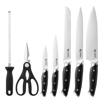 China Durable 8pcs Stainless Steel ABS Handle Wooden Block Kitchen Knife Knives Set for sale