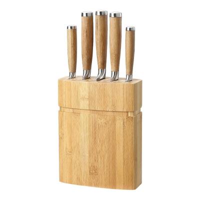 China Chinese Minimalist Yangjiang 6 Piece Stainless Steel Knife Set High Carbon Block Set With Bamboo Block for sale