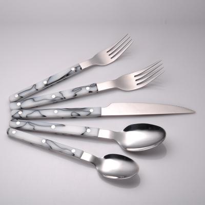 China Viable hot selling stainless steel acrylic cutlery set silverware cubiertos de acero for sale