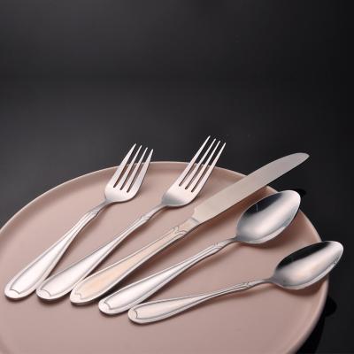 China Sustainable Custom Wholesale Stainless Steel Dinnerware Personality Embossed Design Matte Silver Cutlery Set for sale