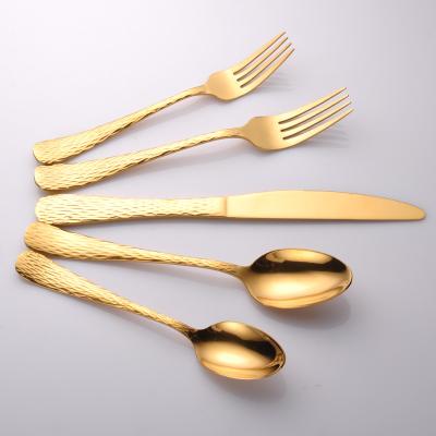 China Viable silverware gold dinner knife spoon fork set cuttlery cutlery set wholesale for sale