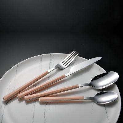 China Sustainable Stainless Steel Cutlery Set Wholesale Customizable LOGOABS Handle 6 Color Cutlery Set for sale