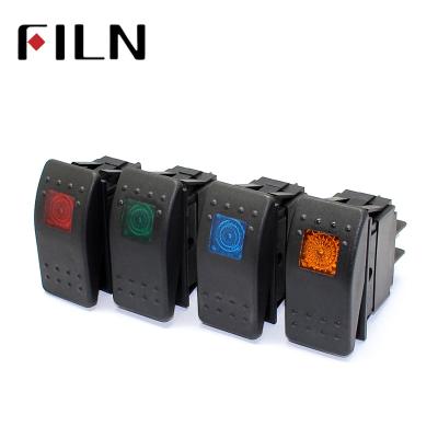 China 12V 20A Car Marine Boat Off Road LED Plastic Light On Button Rocker Rocker Switch Waterproof Dash 4pin 12V LED Green Yellow Red Blue for sale