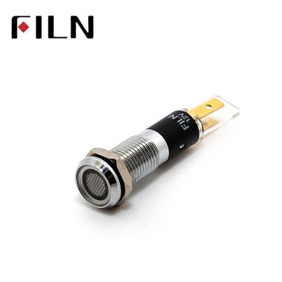 China FILN Stainless Steel 8mm Indicator Light Signal Lamp White Green Blue Yellow Red Led Indicator Light Flat Head 24v 220v Led Metal Signal Lamp for sale