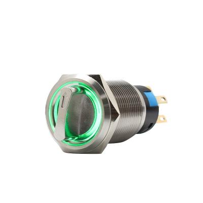 China IP65 19MM 1NO 1NC 2 Position 12v Red Yellow Selector Metal Rotary Switch With Led FL1M-19KJ-1 for sale