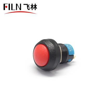 China 1NO 12mm Momentary 2 Pin 1NO Latching Momentary Plastic High Flat Push Button Switch for sale