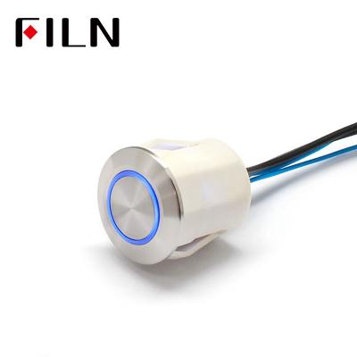 China 1NO 19mm Plastic Waterproof Push Button Switch Push Button Momentary Flat 1NO With Cable for sale