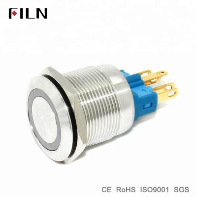 China 22mm momentary 3v 12v 24v 110v 220v led stainless steel industrial electrical push button switch illuminated waterproof ring with lamp for sale