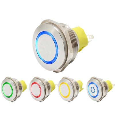 China FILN 28mm 12v 220v 380v waterproof momentary latching ring led ip67 metal waterproof led push button switch for sale