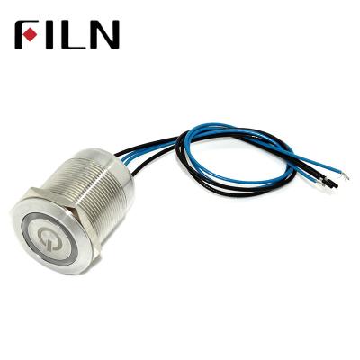 China FILN 25mm Metal Residential Momentary Latching Push Button Switch With Symbol Wire Power The Main With Customized for sale