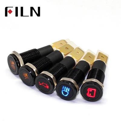 China ABS FILN 8mm flat metal car warning light graphite head with symbol 12v car warning light led warning light with pin for sale