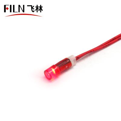 China FILN Yueqing stadiums FILN Yueqing plastic blue yellow red color 220v sports pilot lamp 6mm led indicator lights with wire for sale