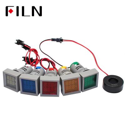 China ABS FILN LED Digital Display Voltmeter Warning Light Signal Lamp 22mm Big Font Di Aperture AC60-500V High Quality For Boat for sale