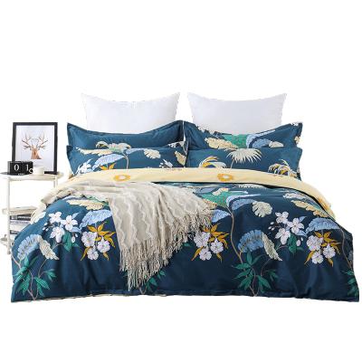 China Ruikasi Forest Green 100% Pure Cotton Nondisposable Floral Printed Duvet Cover Set Bed Linen for sale