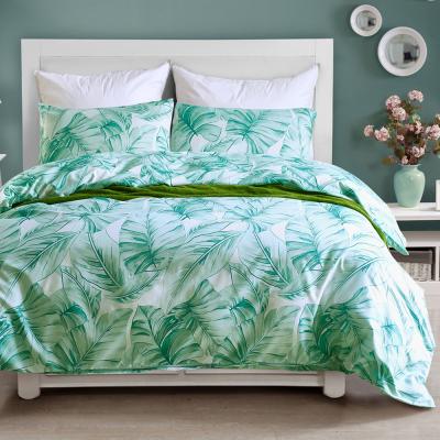 China 100% Nondisposable Ruikasi Microfiber Green Sheets Printed Bed Linen Duvet Cover Set For Home Use for sale