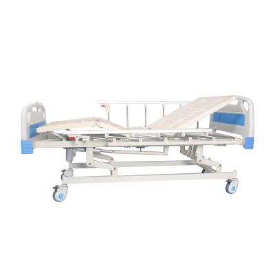 China Manual Easy Operate Mute Wheel Stainless Steel Guardrail Double Sided Triple Function Electric Hospital Bed for sale