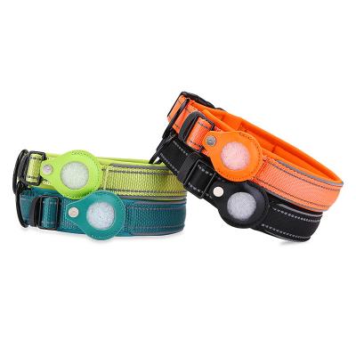 China 2021 Wholesale High Quality Padded GPS Tracker AirTag Reflective Dog Collar Pet Accessories for sale