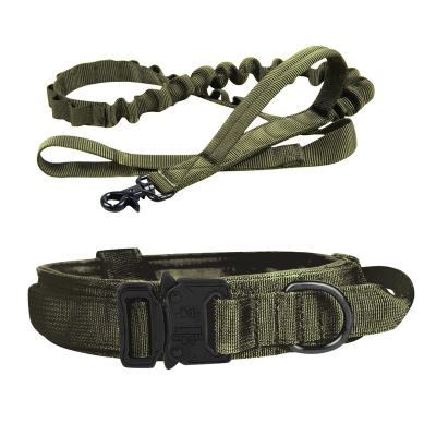 China Padded Military Adjustable Nylon Tactical Army Training Dog Collar Leash And Rope Dog Set for sale