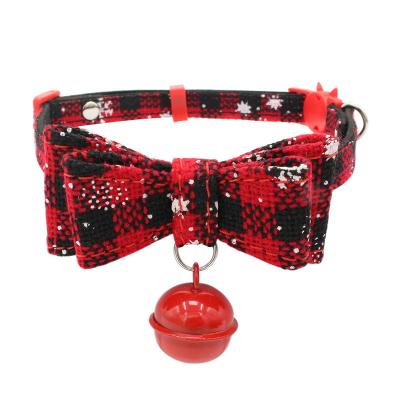 China Padded Christmas Pet Collar With Bow Link Jingle Bell Collar Pet Accessories Christmas Holiday for sale