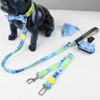 China Nice New Pet Custom Tactical Soft Collar Polyester Pattern Dog Bandana Soft Bow Tie And Leash Set for sale