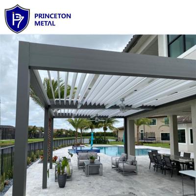 China High Quality Outdoor Remote Control Motorized Aluminum Bioclimatic Louvered Retractable Pergola PARASOL Roof Awning with Waterproof for sale