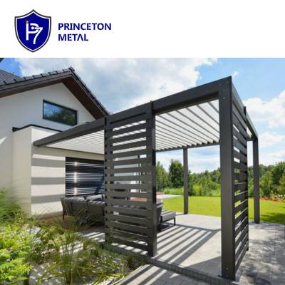 China PERGOILA/SCREEN/CARPORT motorized aluminum canopy pergola with aluminum slat fence for sale