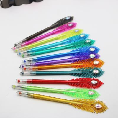 China Office & School Pen Colored Novelty Pen Peacock Feather Gel Pen 12 Color Gel Ink Pen for Drawing and Marking for sale